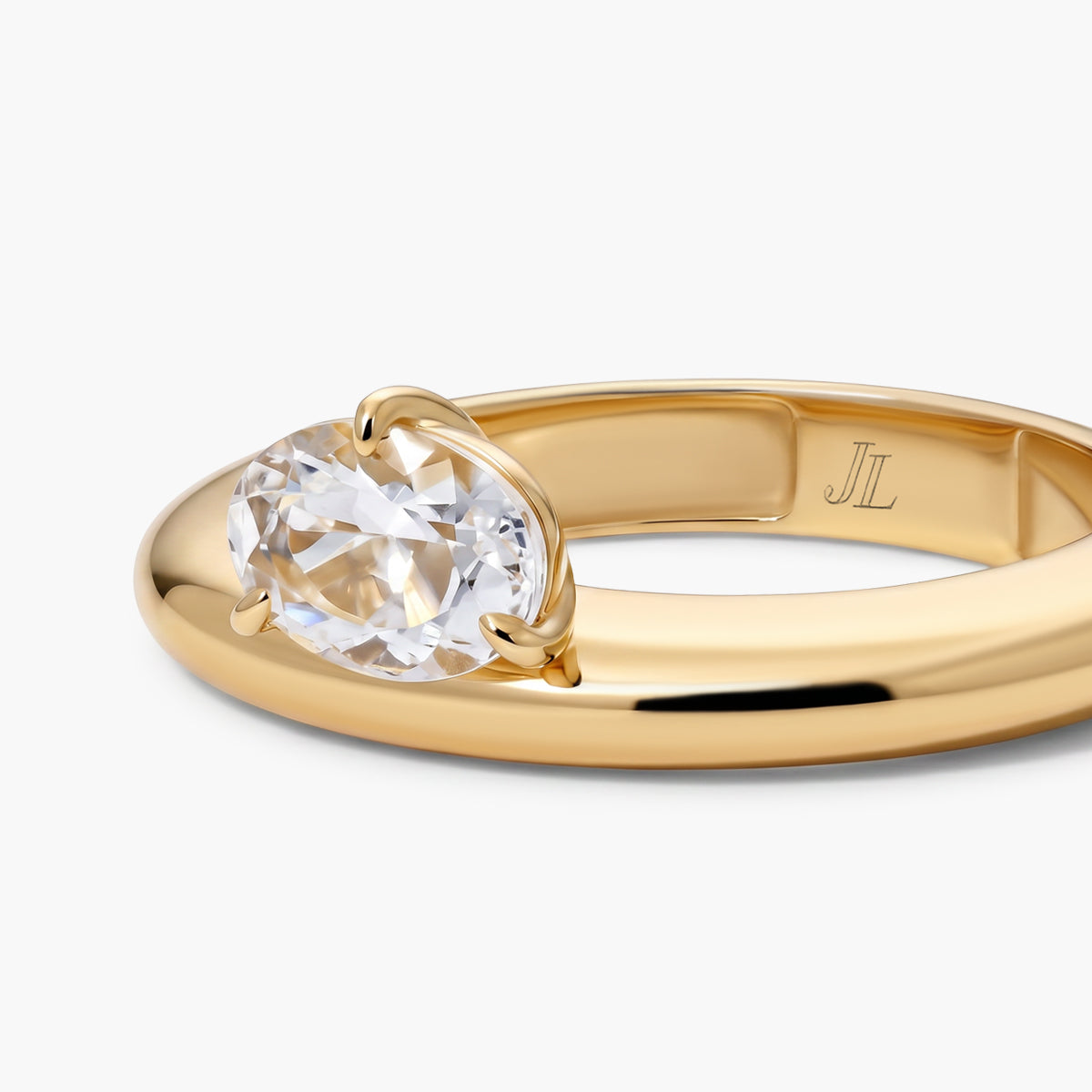 Anillo de plata 1ª ley con baño de oro 18K topacio blanco MONOLITH