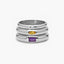 Anillo tres bandas de plata 1ª ley amatista violeta, citrino y topacio blanco MONOLITH