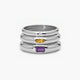 Anillo tres bandas de plata 1ª ley amatista violeta, citrino y topacio blanco MONOLITH