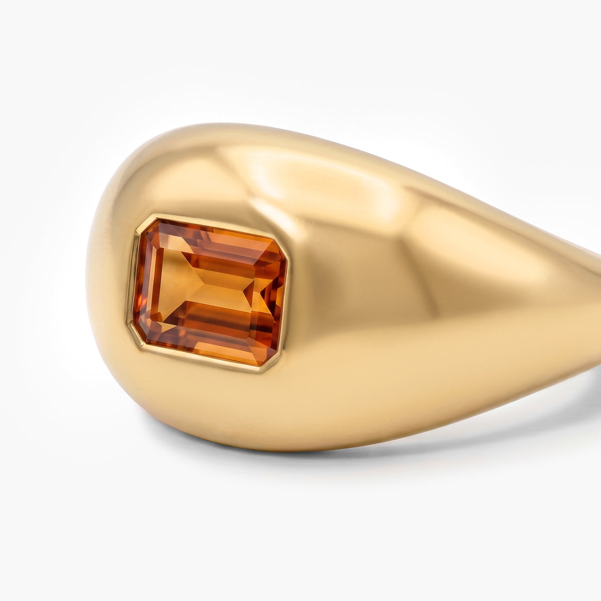 Anillo de plata 1ª ley con baño de oro 18K citrino melocotón BLOWN
