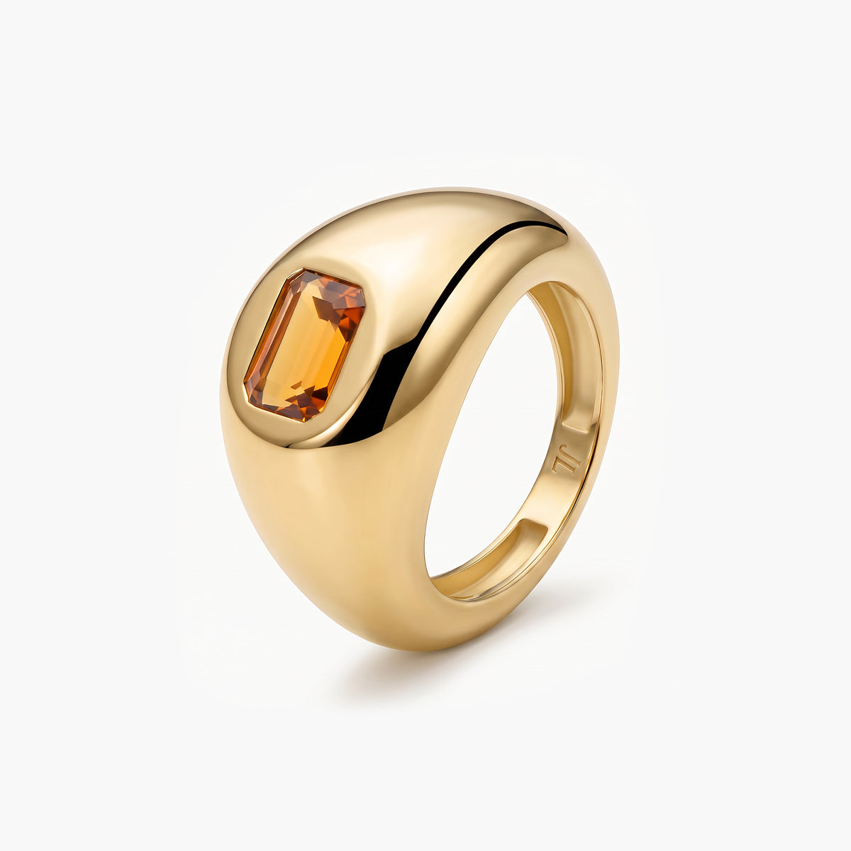 Anillo de plata 1ª ley con baño de oro 18K citrino melocotón BLOWN