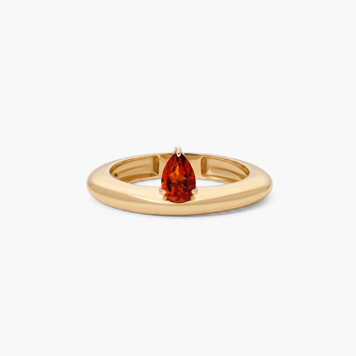 Anillo de plata 1ª ley con baño de oro 18K citrino forma lágrima MONOLITH