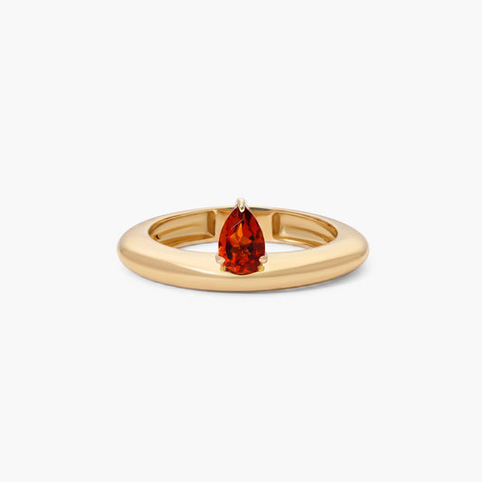 Anillo de plata 1ª ley con baño de oro 18K citrino forma lágrima MONOLITH