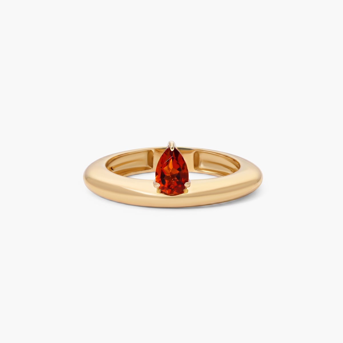 Anillo de plata 1ª ley con baño de oro 18K citrino forma lágrima MONOLITH