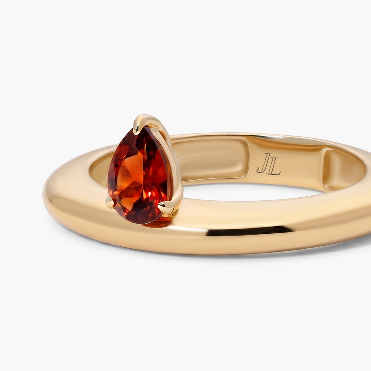 Anillo de plata 1ª ley con baño de oro 18K citrino forma lágrima MONOLITH