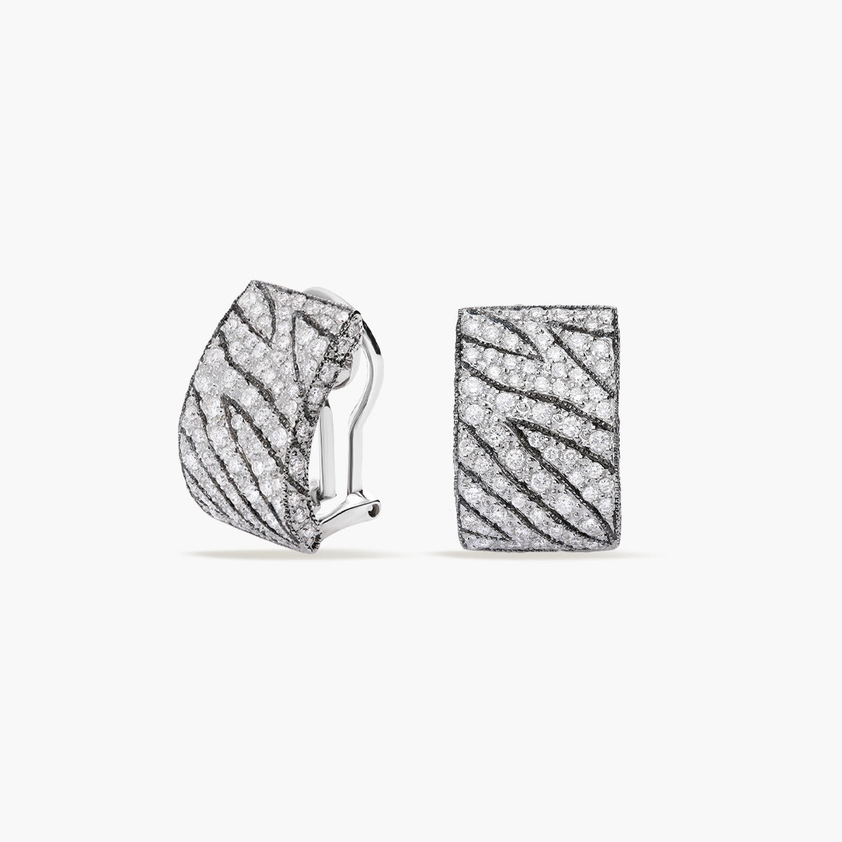 Pendientes de oro blanco 18K diamante natural 1.45 ct. 18 mm ZEBRE