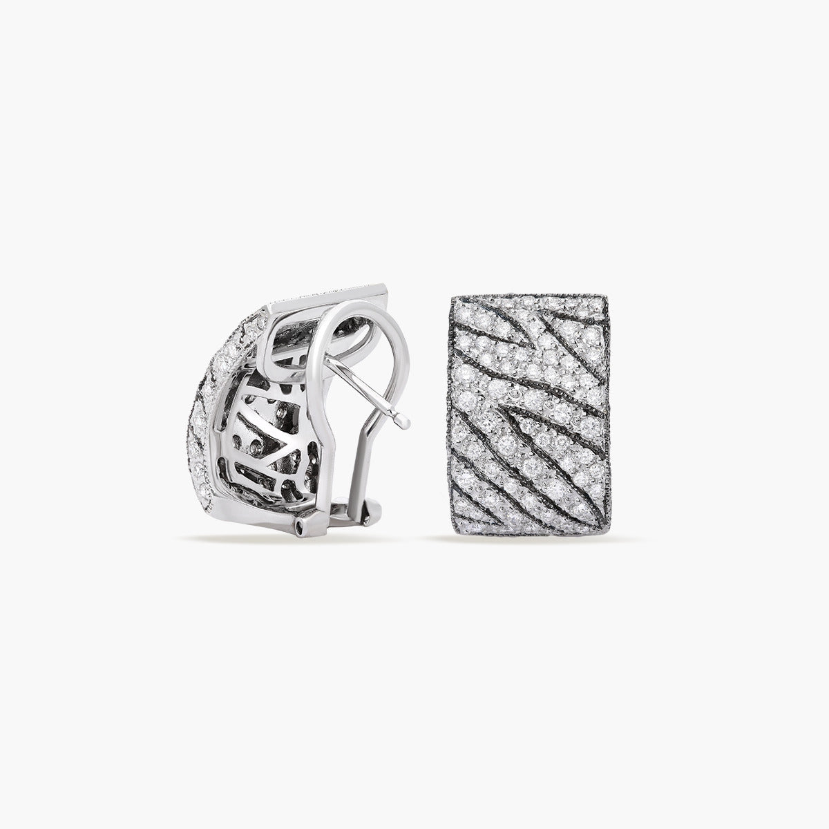 Pendientes de oro blanco 18K diamante natural 1.45 ct. 18 mm ZEBRE