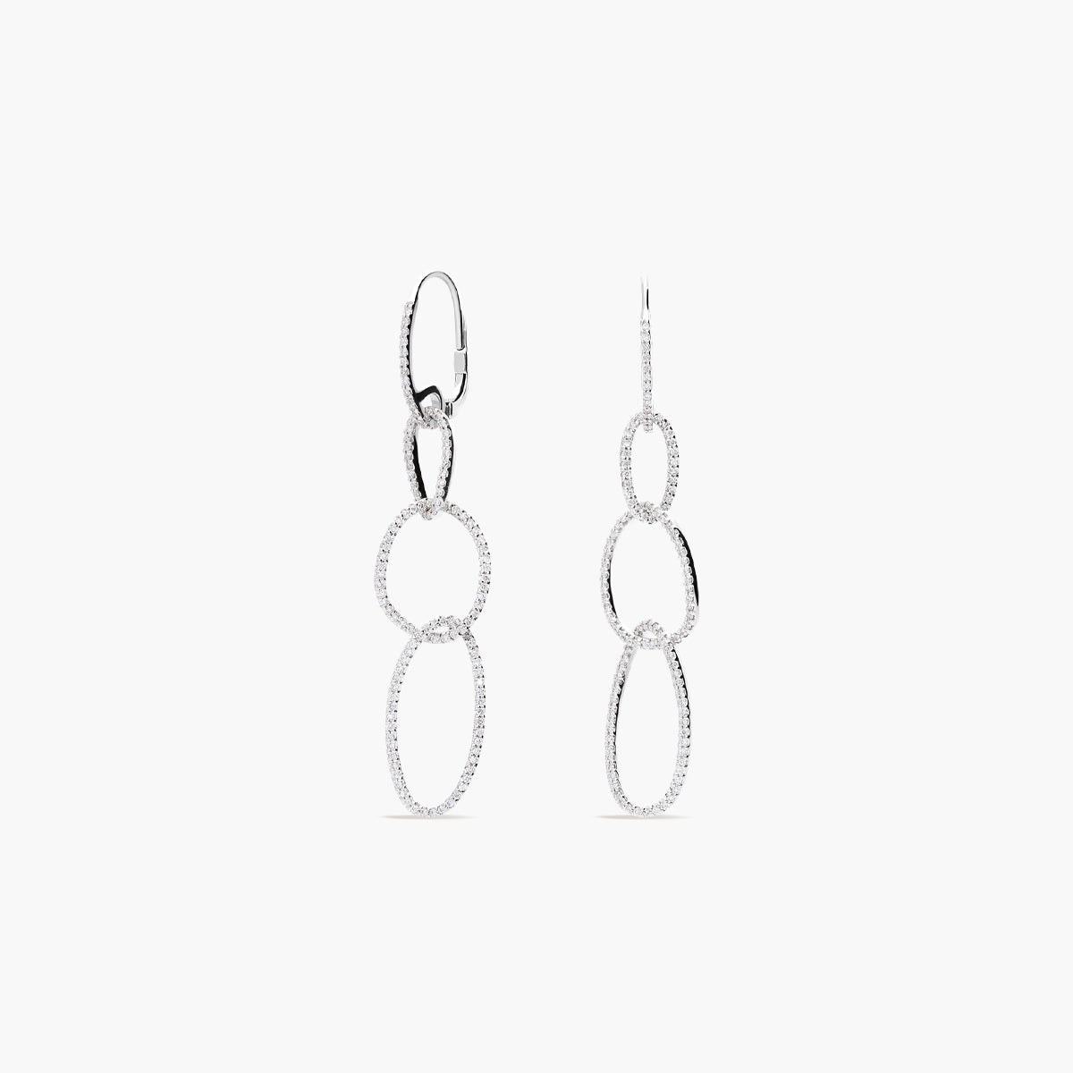 Pendientes largos de oro blanco 18K diamante natural 0.92 ct. 59 mm LUMINA CASCADE