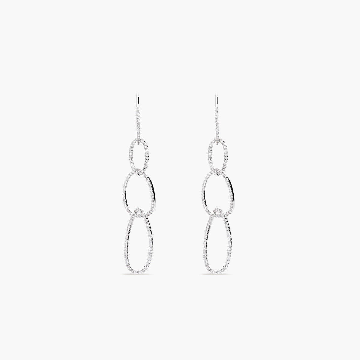 Pendientes largos de oro blanco 18K diamante natural 0.92 ct. 59 mm LUMINA CASCADE