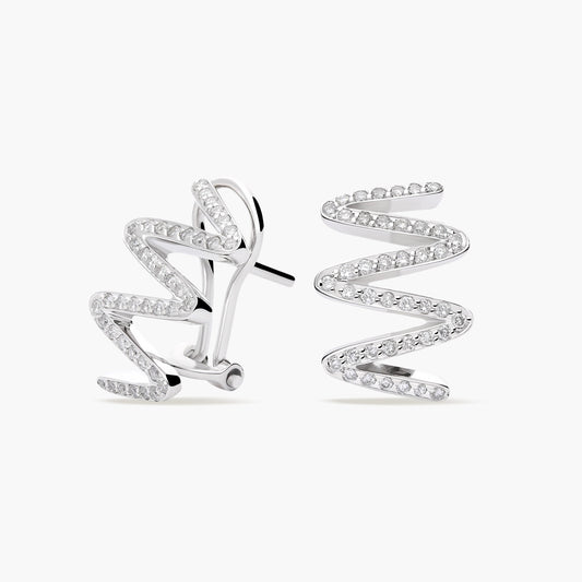 Pendientes de oro blanco 18K diamante natural 0.70 ct. 18 mm HEARTBEAT