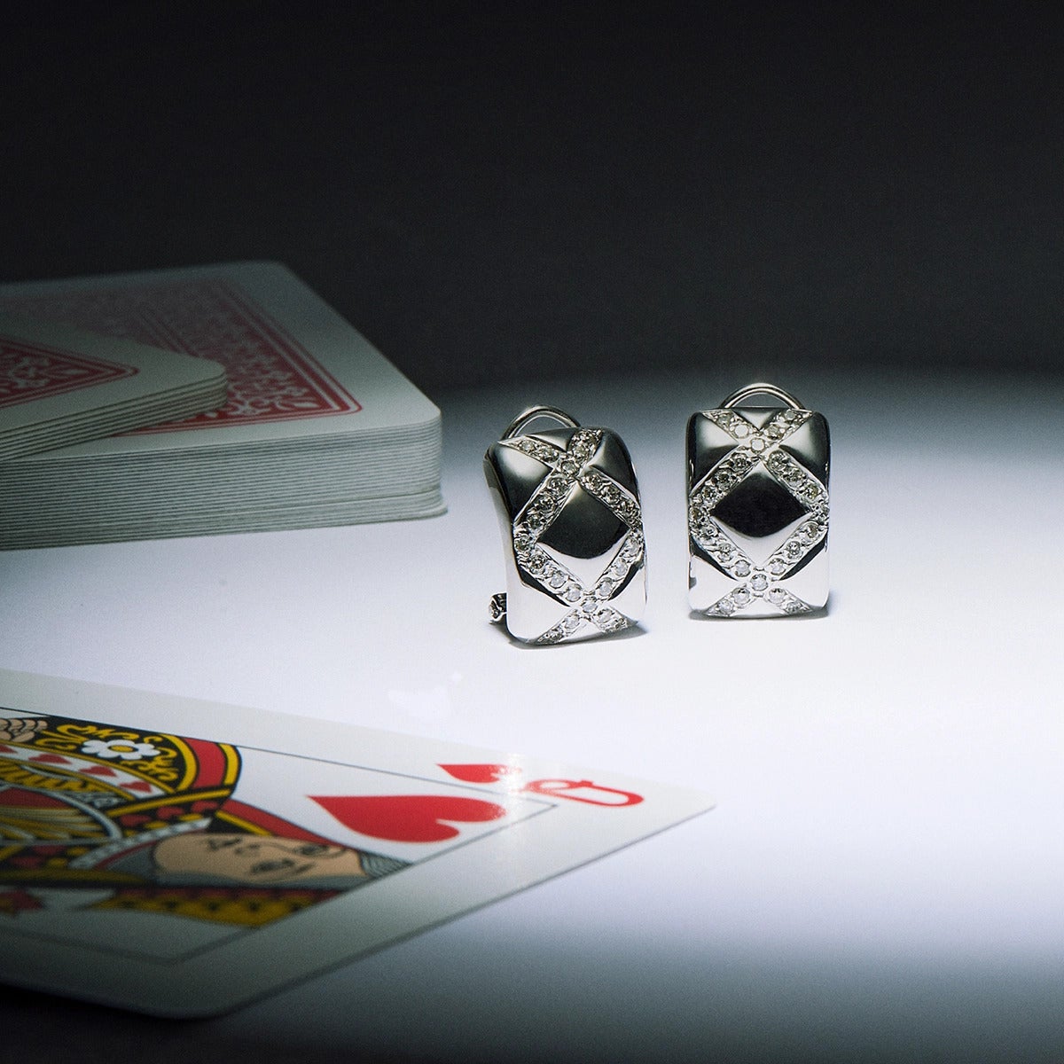 Pendientes de oro blanco 18K diamante natural 0.58 ct. LUMINAIRE 80s
