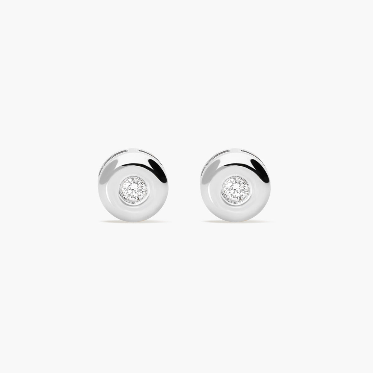Pendientes redondos de oro blanco 18K diamante natural 0.10 ct. 5 mm