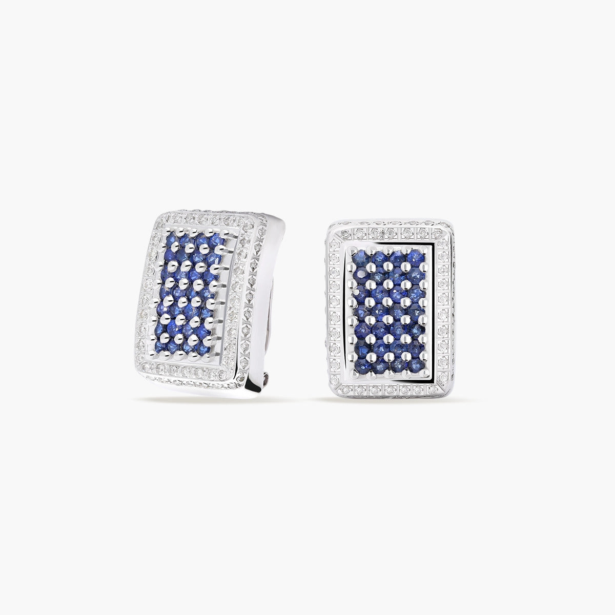 Pendientes de oro blanco 18K diamante natural 0.84 ct. zafiro 21 mm BRIDGE SAPPHIRE