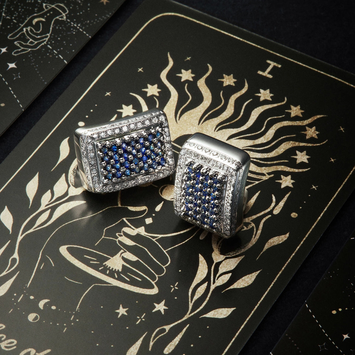 Pendientes de oro blanco 18K diamante natural 0.84 ct. zafiro 21 mm BRIDGE SAPPHIRE