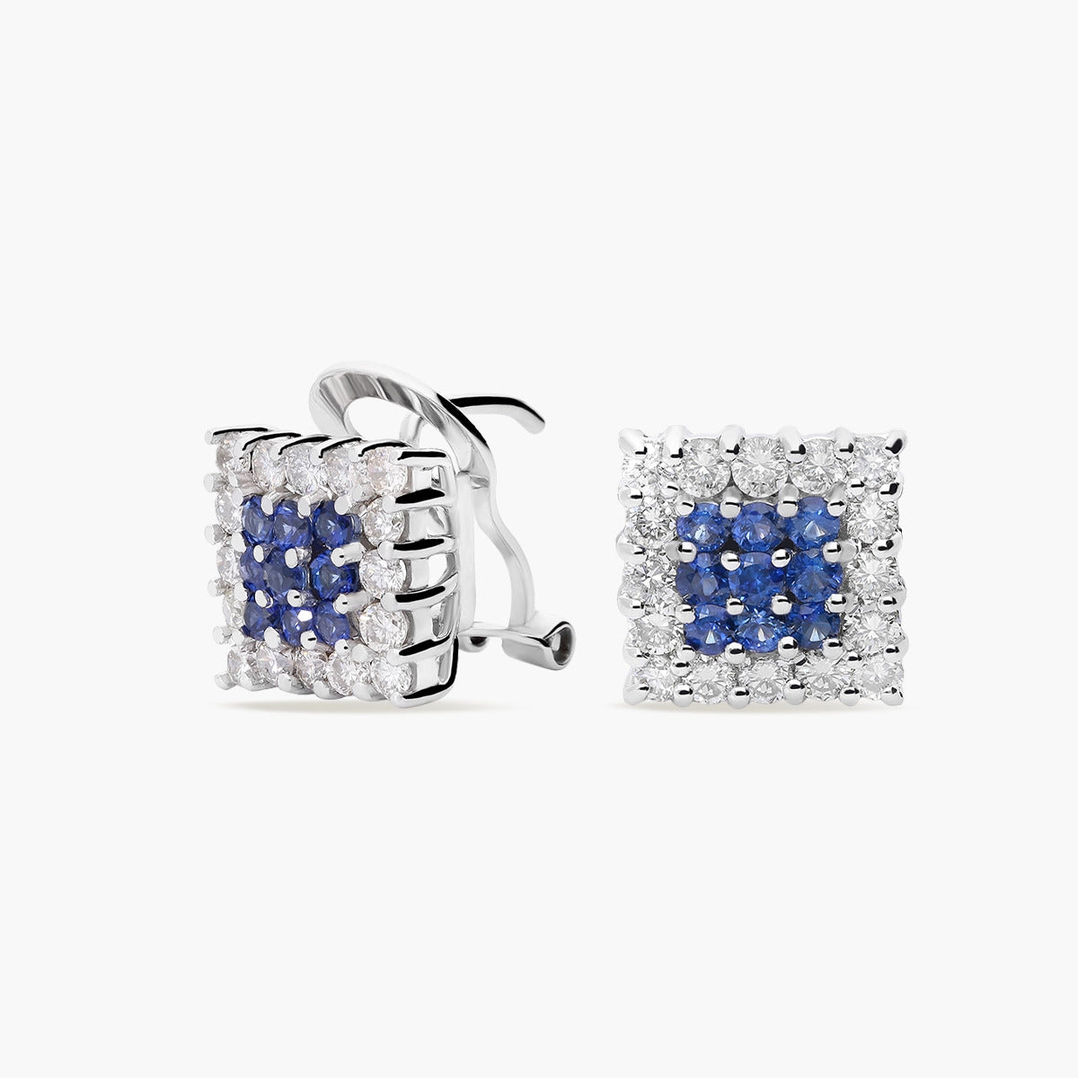 Pendientes de oro blanco 18K diamante natural 0.96 ct. zafiro BRIDGE SAPPHIRE