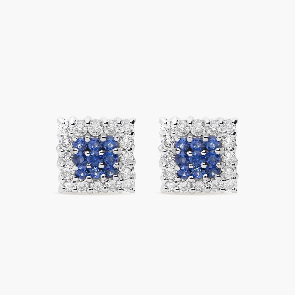 Pendientes de oro blanco 18K diamante natural 0.96 ct. zafiro BRIDGE SAPPHIRE