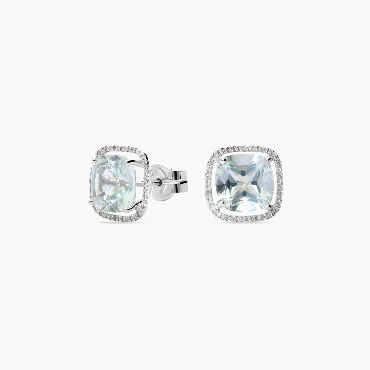 Pendientes de oro blanco 18K diamante natural 0.22 ct. 16 mm MIRAGE