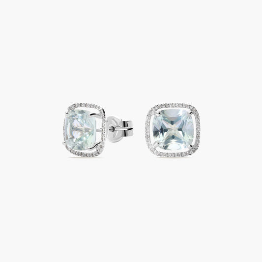 Pendientes de oro blanco 18K diamante natural 0.22 ct. 16 mm MIRAGE