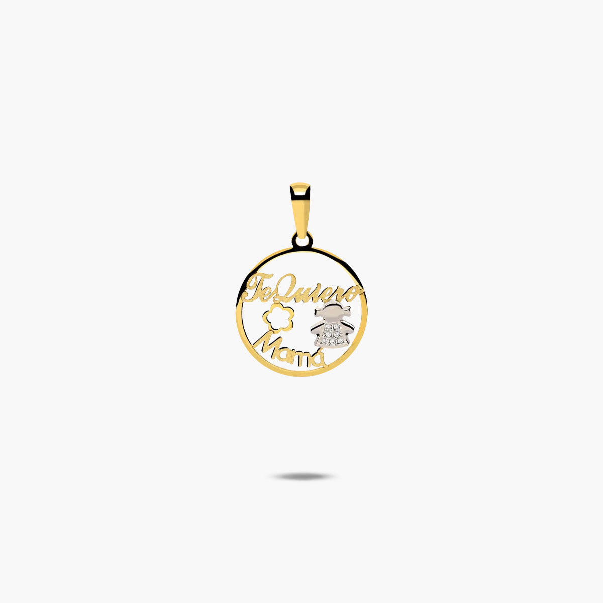 Colgante de oro bicolor 18K "Te quiero mamá" 18 mm