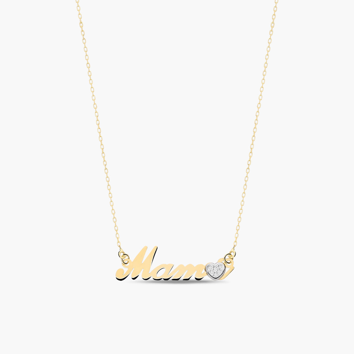 Collar de oro bicolor 18K "Mamá" circonitas 43-45 mm