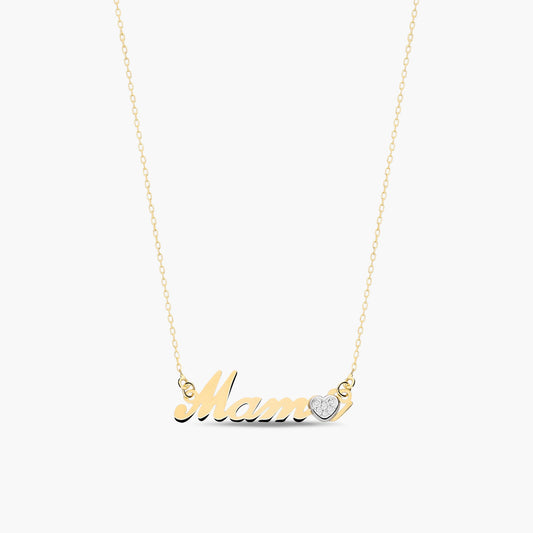 Collar de oro bicolor 18K "Mamá" circonitas 43-45 mm