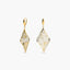 Pendientes largos rombo onda filigrana de oro bicolor 18K 60 mm