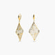 Pendientes largos rombo onda filigrana de oro bicolor 18K 60 mm