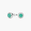 Pendientes redondos de oro blanco 18K esmeralda y circonita 5 mm
