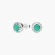 Pendientes redondos de oro blanco 18K esmeralda y circonita 5 mm