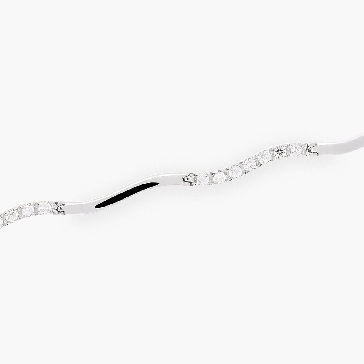 Pulsera de oro blanco 18K circonitas 19 cm