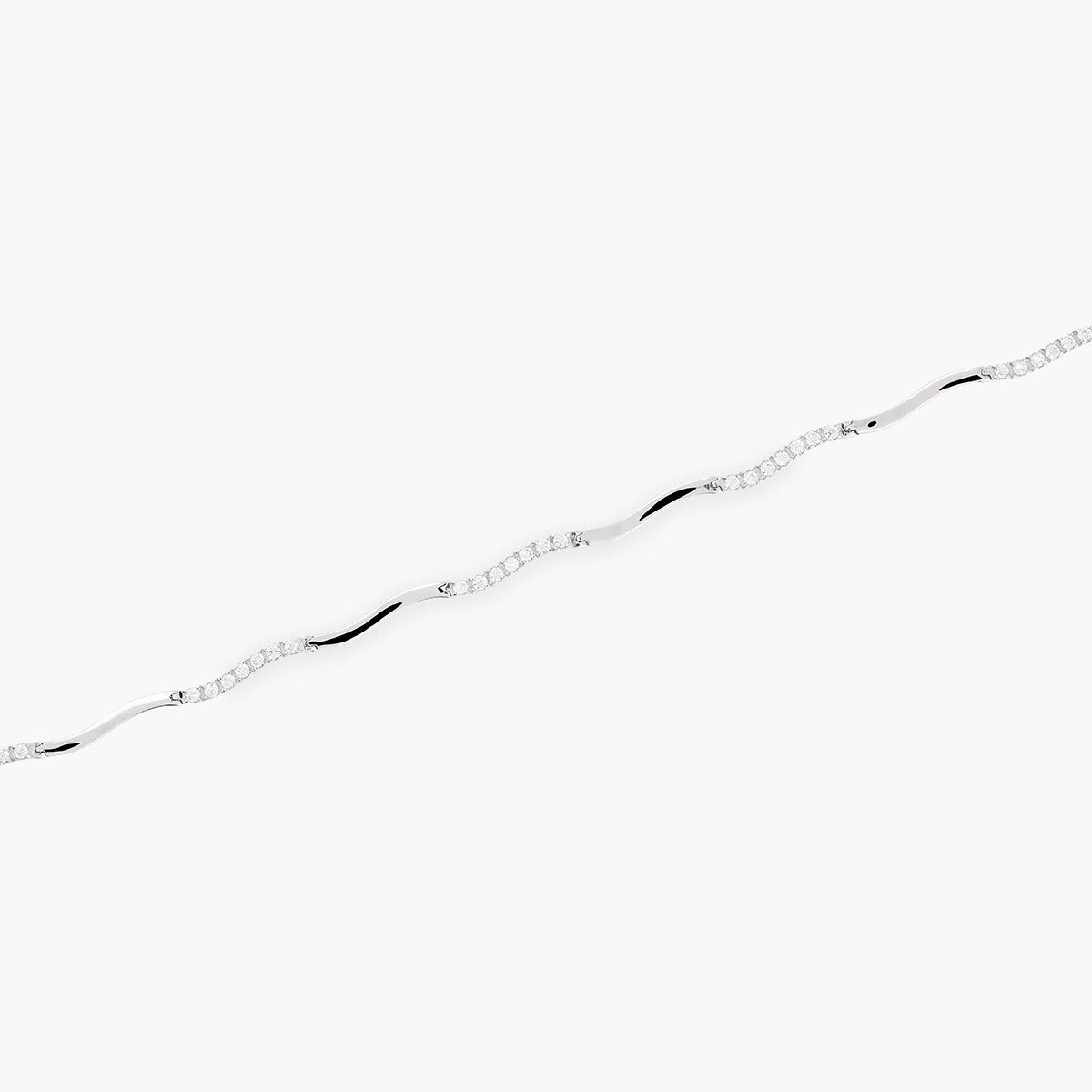 Pulsera de oro blanco 18K circonitas 19 cm