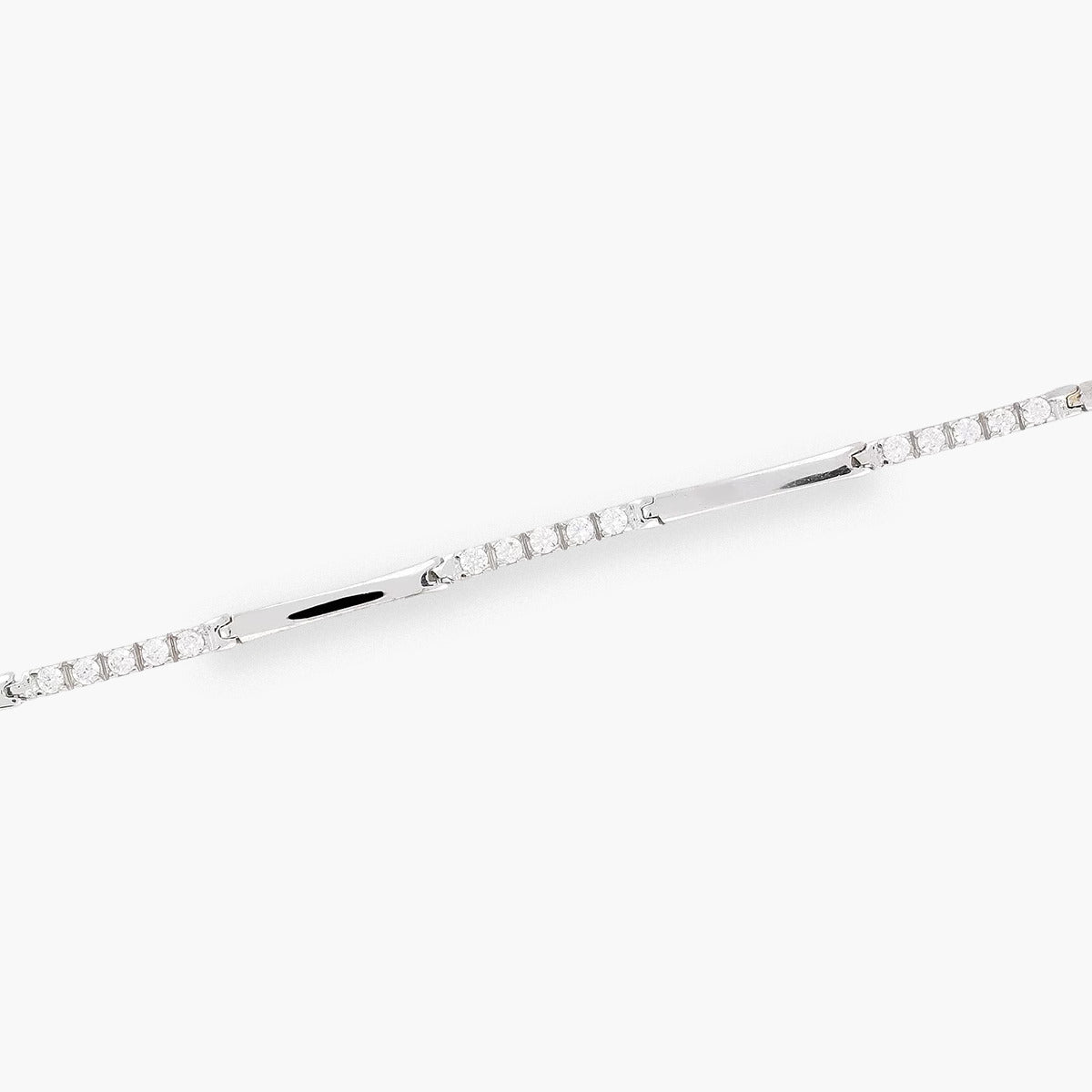 Pulsera de oro blanco 18K circonitas 19 cm