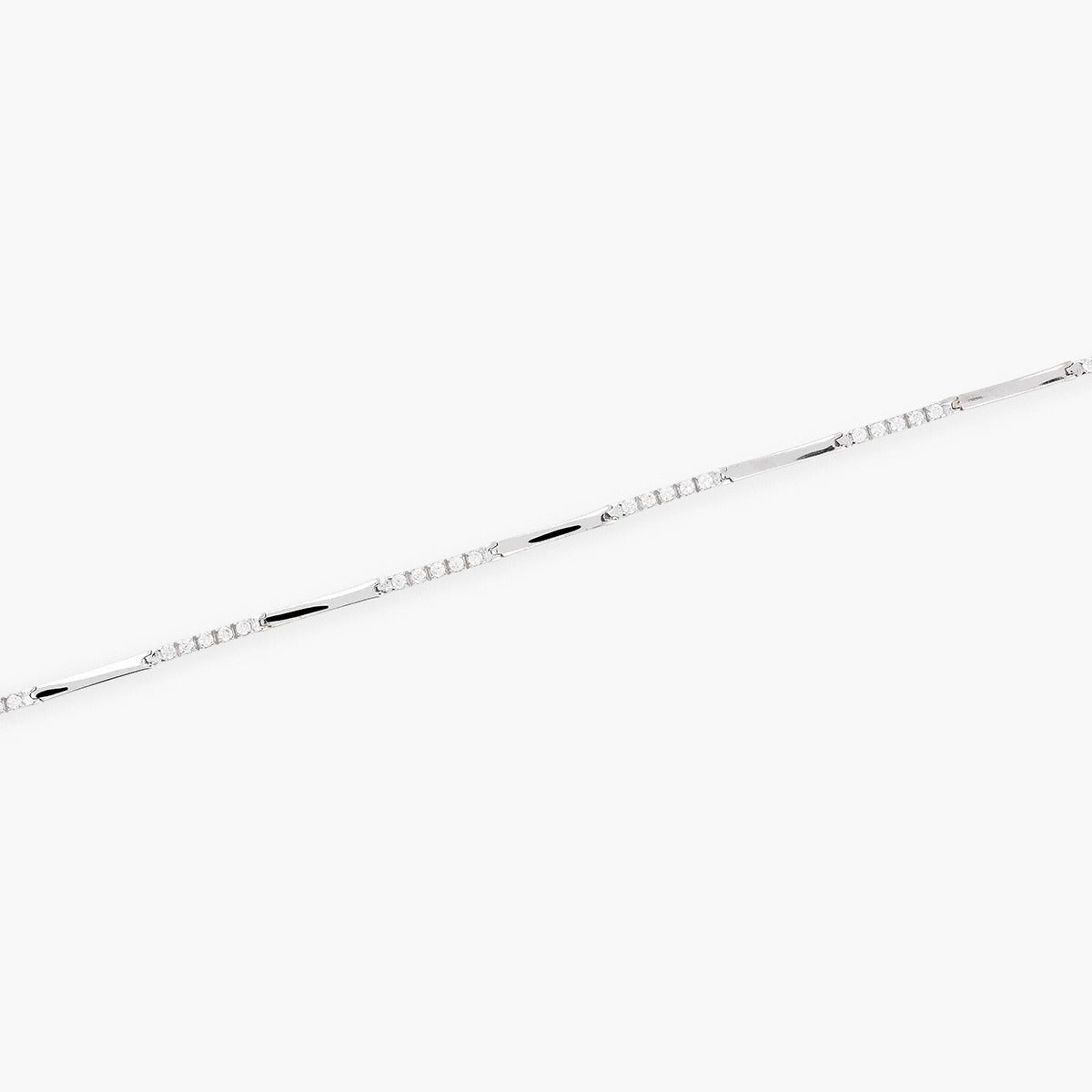 Pulsera de oro blanco 18K circonitas 19 cm