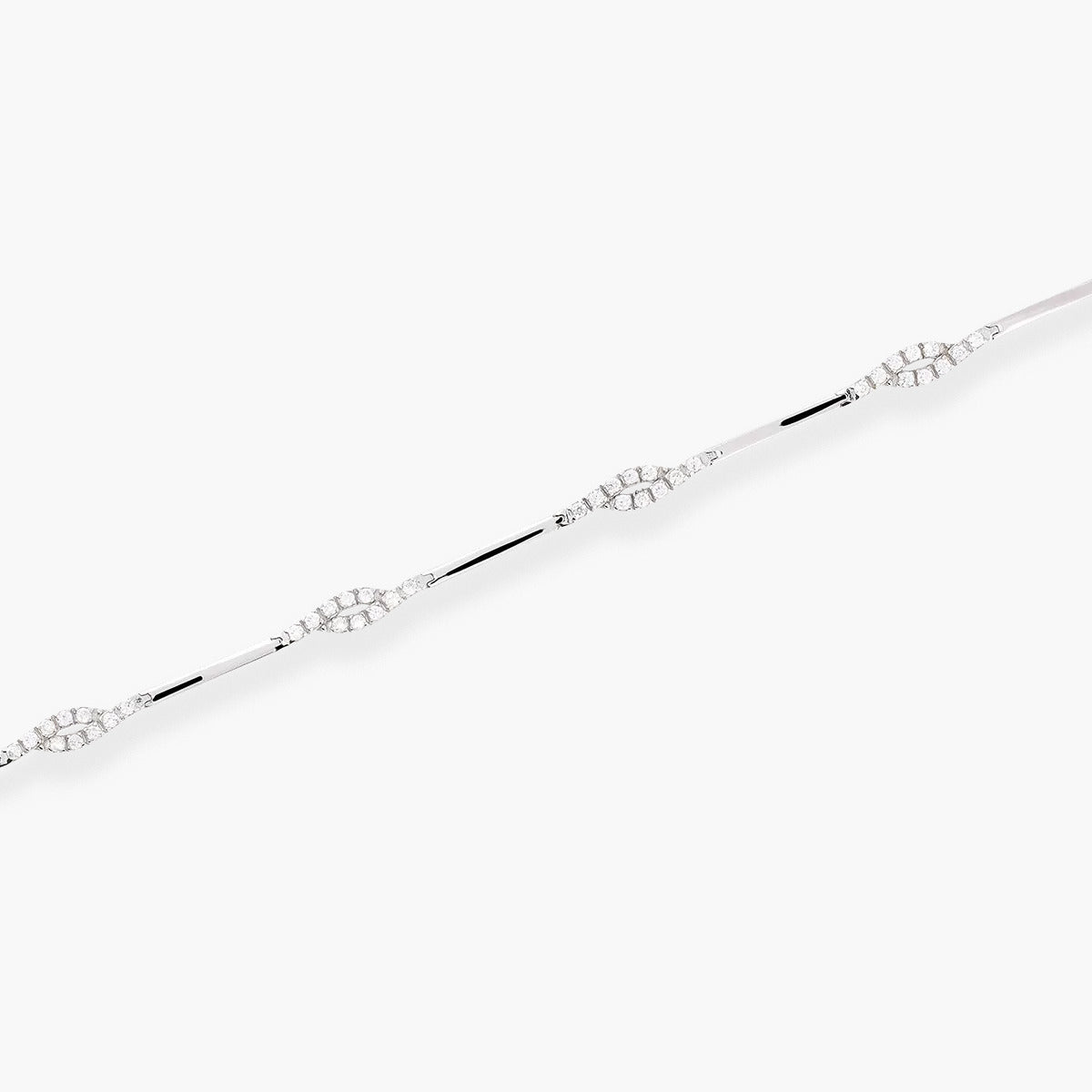 Pulsera de oro blanco 18K circonitas 19 cm