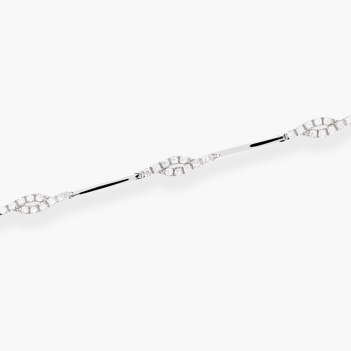Pulsera de oro blanco 18K circonitas 19 cm