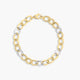 Pulsera de oro bicolor 18K eslabón anillas 19 cm