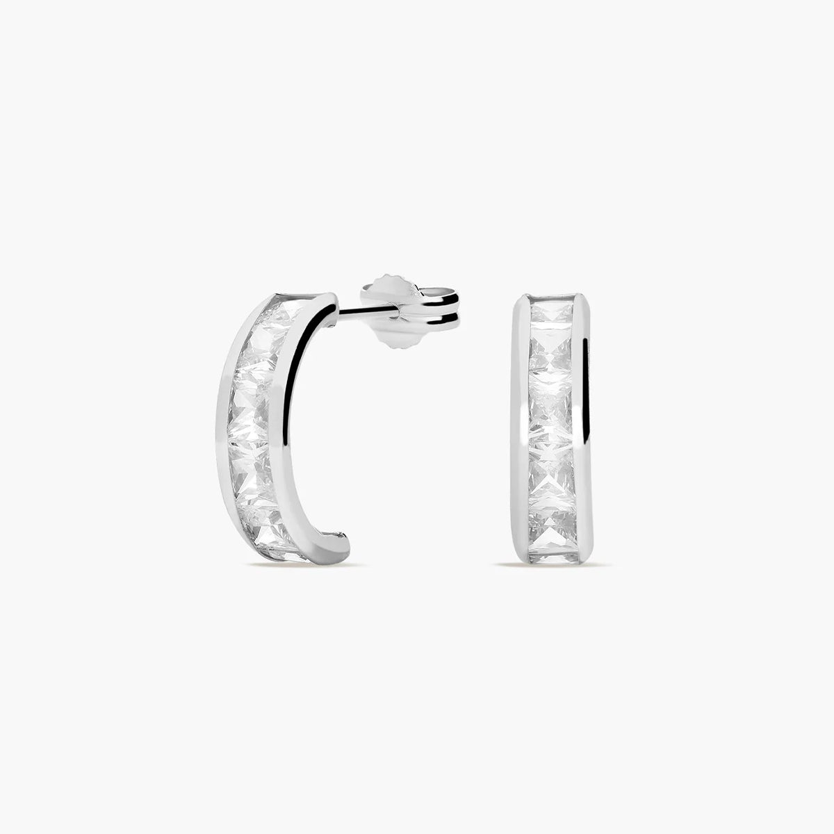 Pendientes de oro blanco 18K circonitas 12 mm