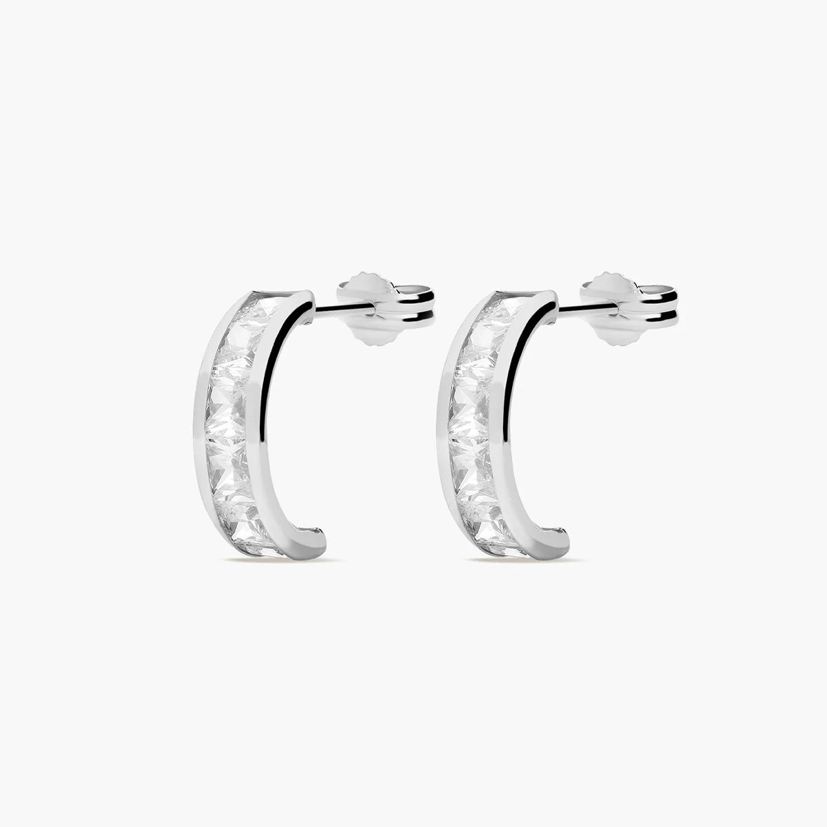 Pendientes de oro blanco 18K circonitas 12 mm