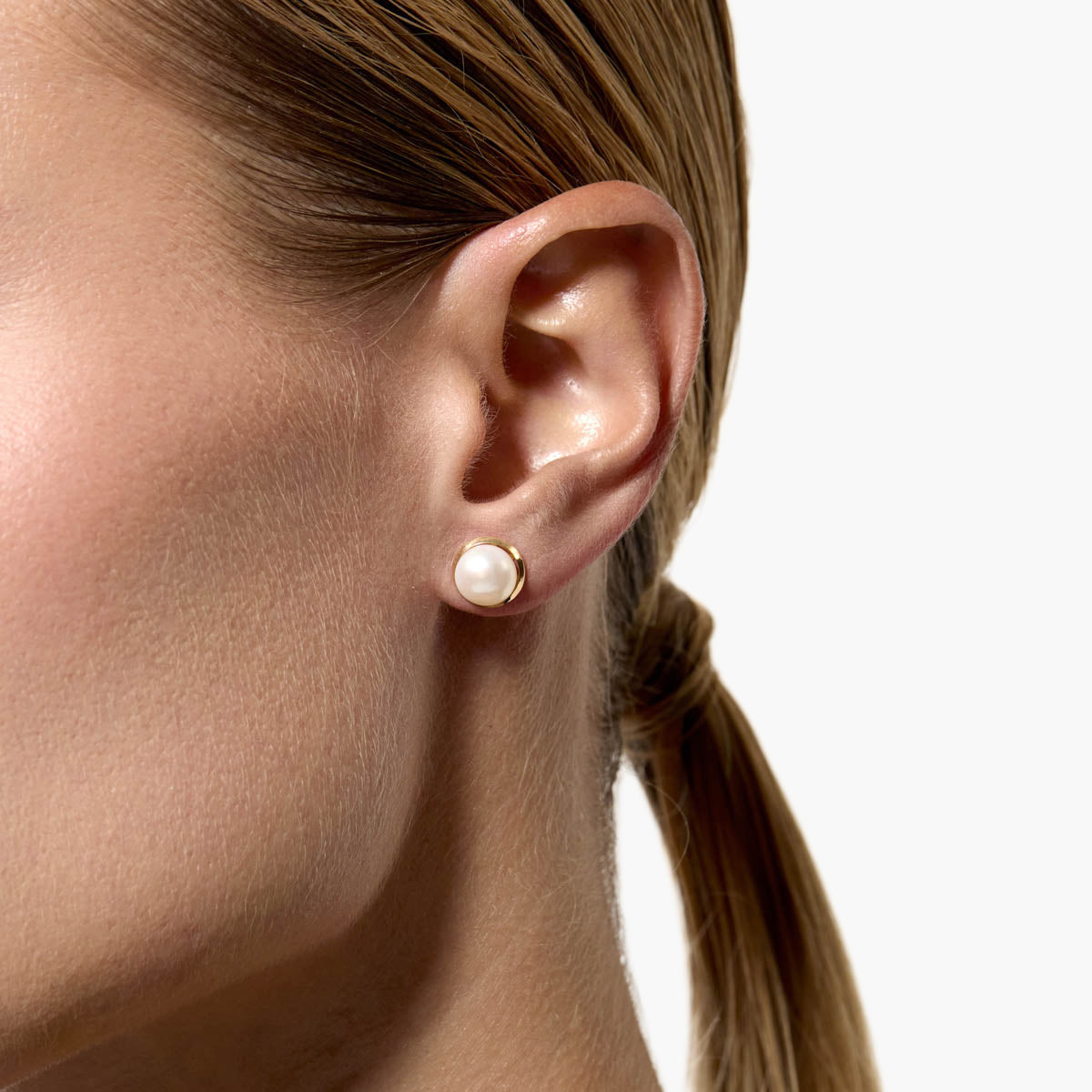 Pendientes redondos de oro 18K con perlas 10 mm