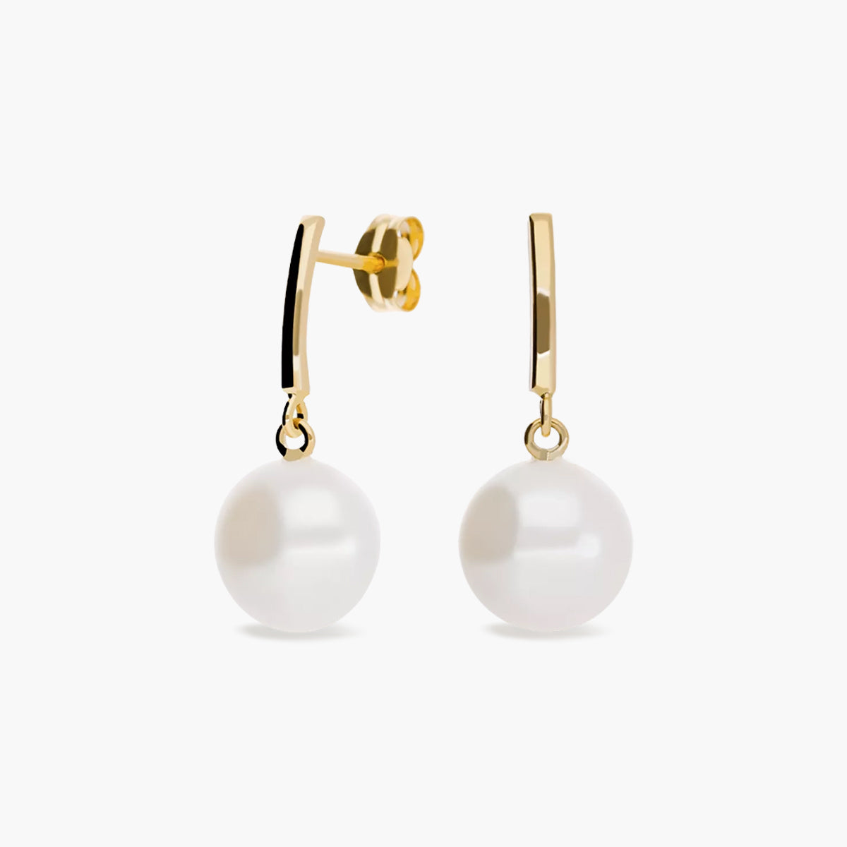 Pendientes largos de oro 18K con perlas 21 mm