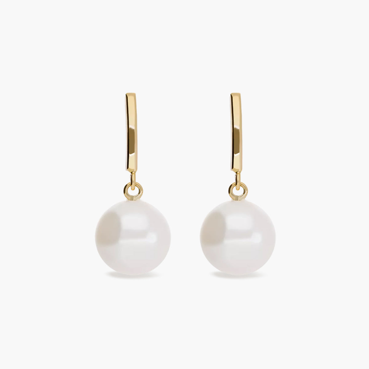 Pendientes largos de oro 18K con perlas 21 mm