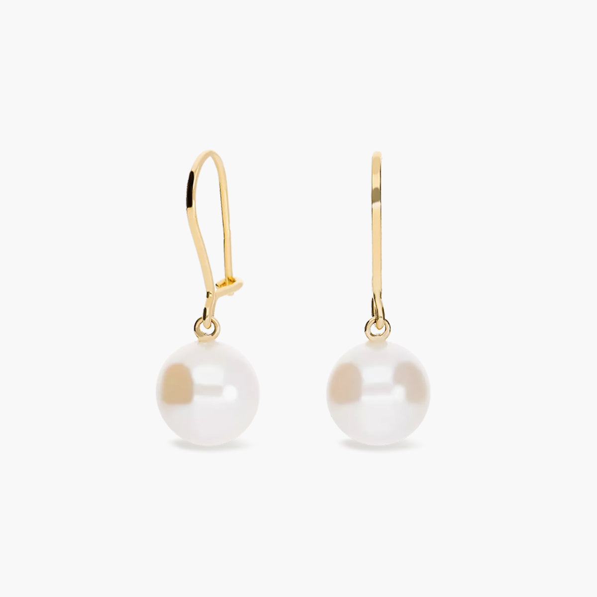 Pendientes largos de oro 18K con perlas 26 mm