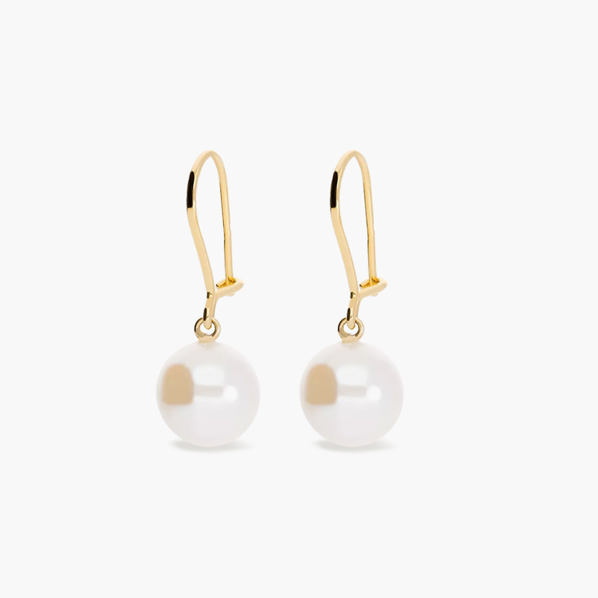 Pendientes largos de oro 18K con perlas 26 mm