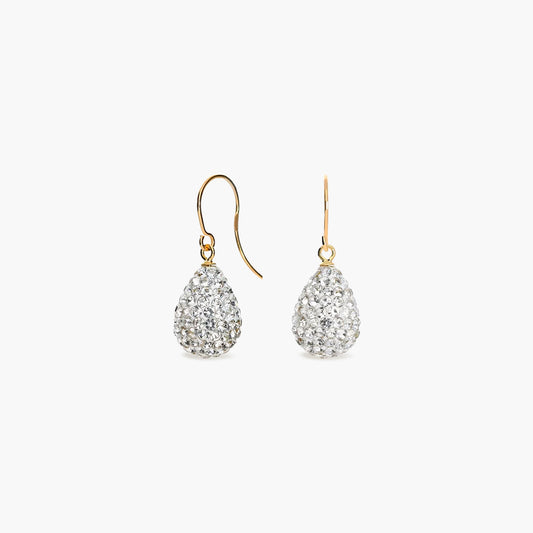 Pendientes largos de oro 18K circonitas en forma de lágrima 22 mm