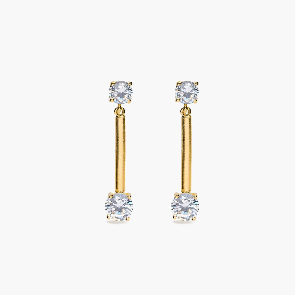 Pendientes largos de oro 18K circonitas 29 mm