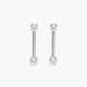 Pendientes largos de oro blanco 18K circonitas 27 mm