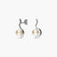 Pendientes largos de oro blanco 18K con perlas y circonitas 17 mm