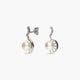 Pendientes largos de oro blanco 18K con perlas y circonitas 17 mm