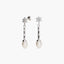 Pendientes largos estrellas de oro blanco 18K con perlas y circonitas 33 mm