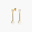 Pendientes largos de oro 18K con perlas y circonitas 30 mm